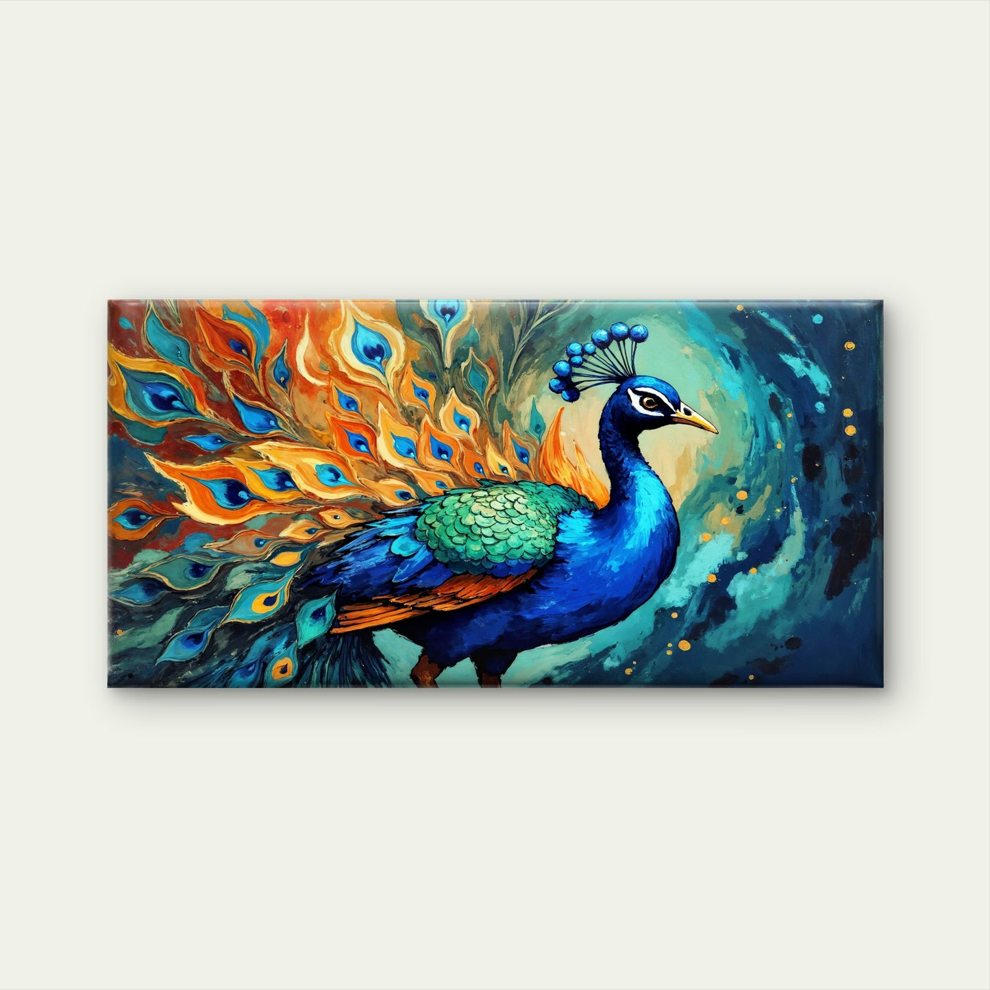 Feathered Fantasy Peacock Art Wall Art Canvas Office Home Room Framed 120x60cm