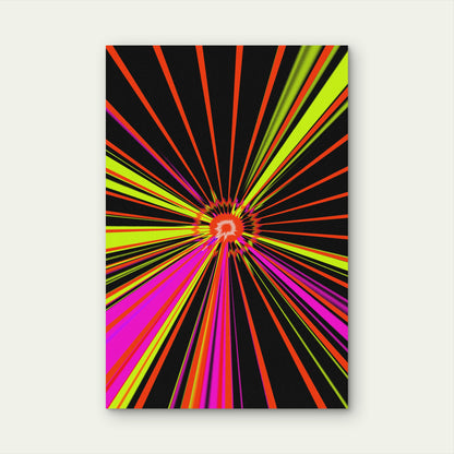 Abstract Digital Art with Radiating Colorful Lines 40x60cm Metal Print Ready to Hang