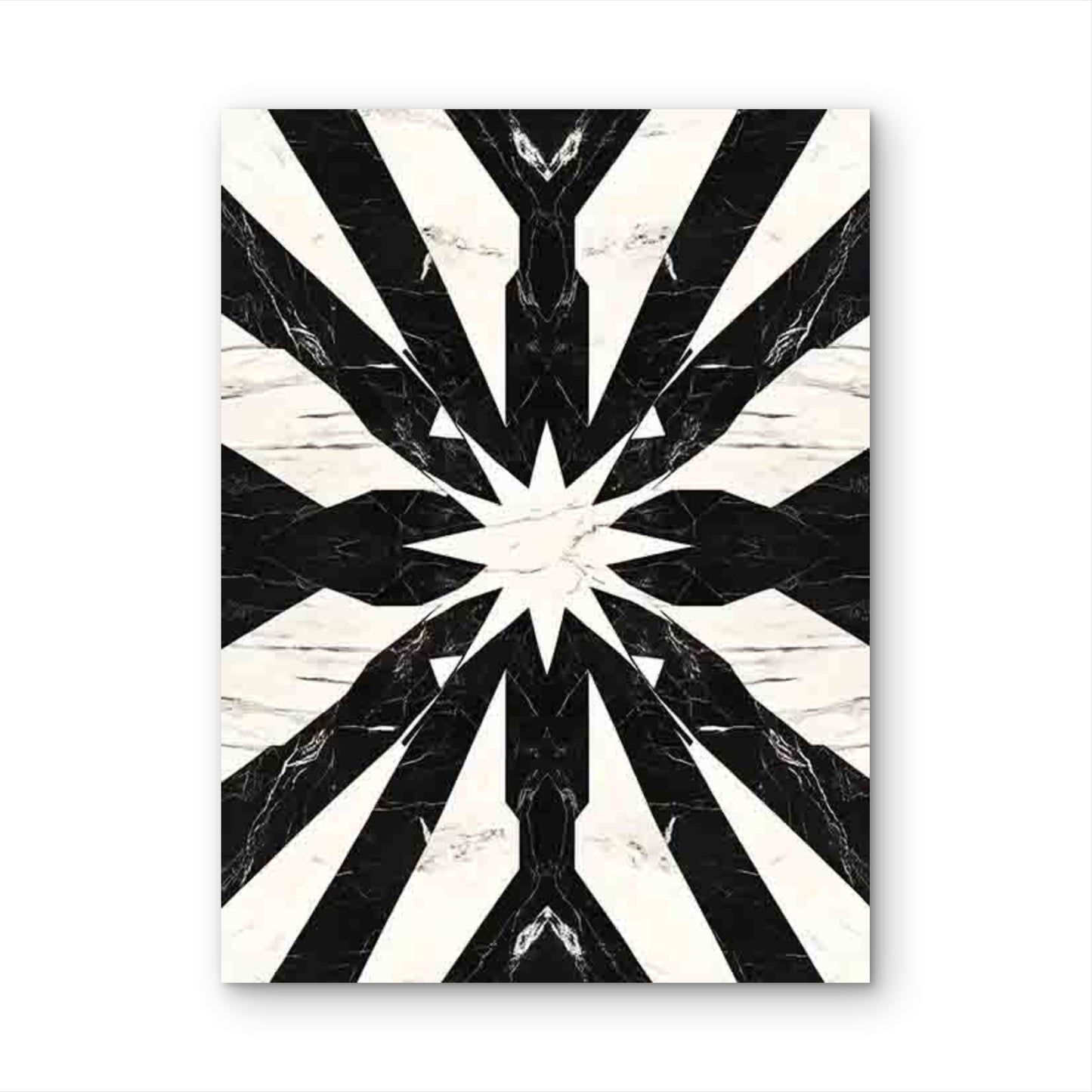 Black and White Geometric Pattern in Arch & Star Design 60x90cm Metal Print Ready to Hang - Bella Home Decor