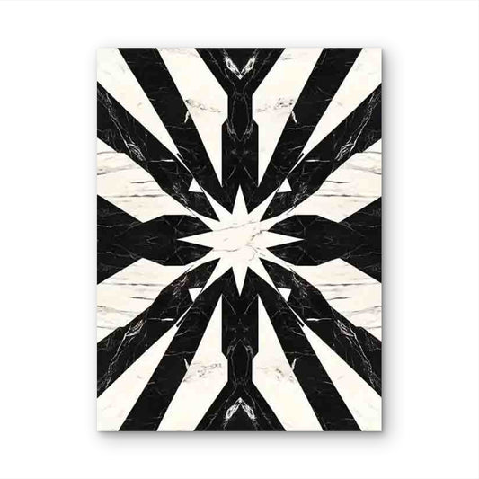 Black and White Geometric Pattern in Arch & Star Design 60x90cm Metal Print Ready to Hang