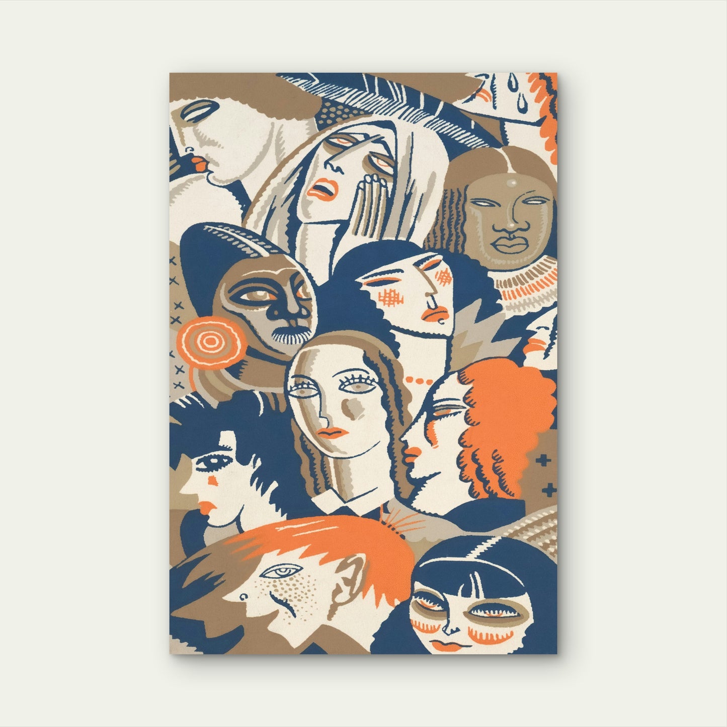 Faces in a Crowd Illustration 60x90cm Metal Print Ready to Hang