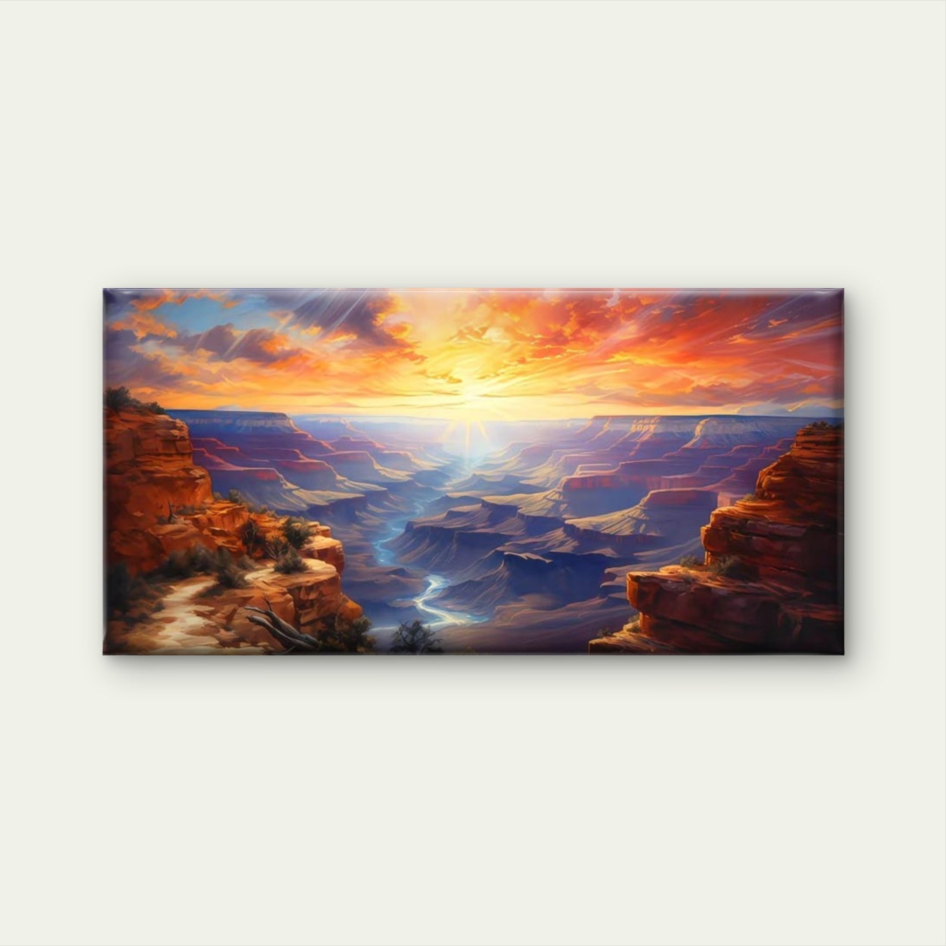 Grand Canyon Sunset Wall Art Canvas Office Home Room Framed 120x60cm - Bella Home Decor