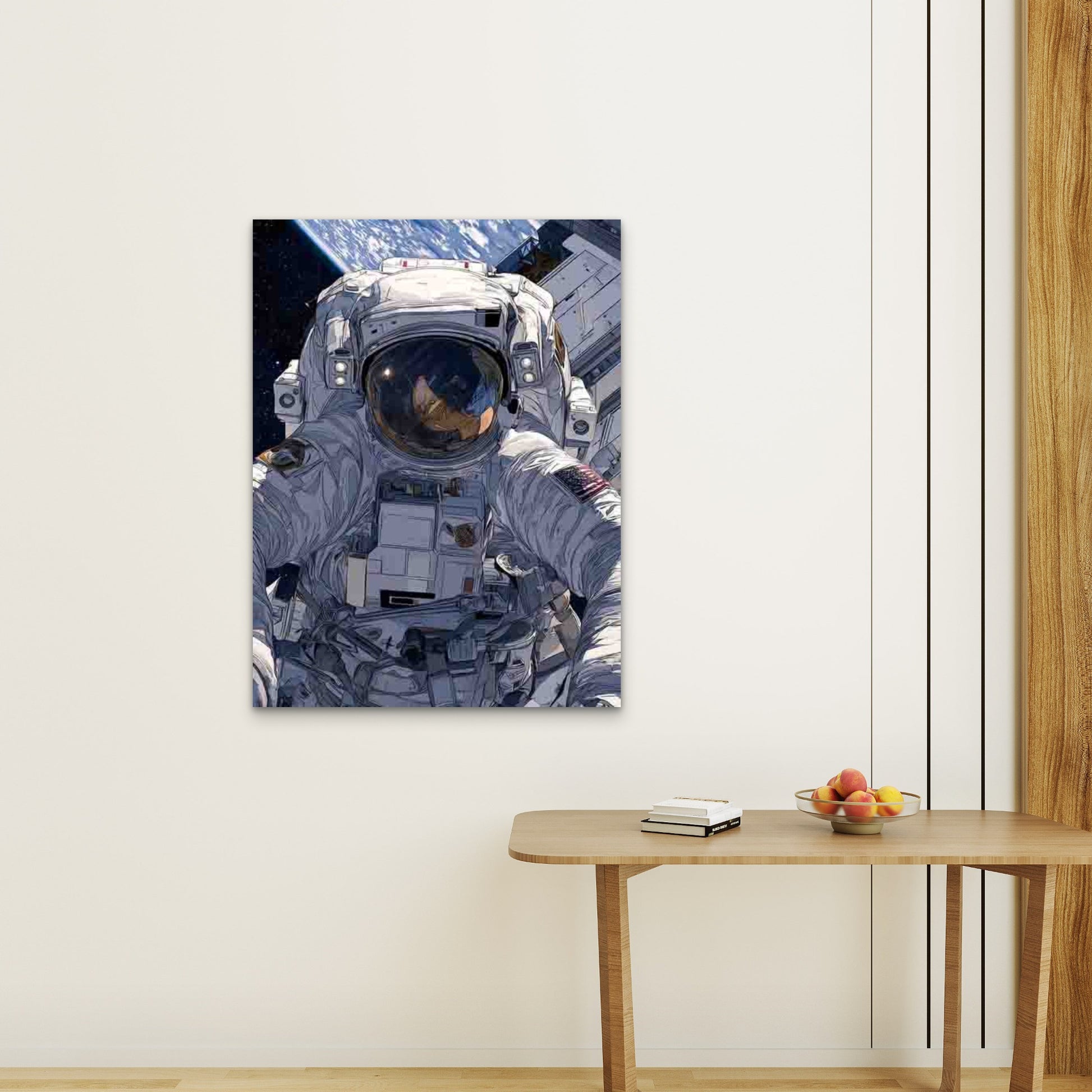 SpaceX Retro Art Sci Fi Art Astronaut 60x90cm Metal Print Ready to Hang - Bella Home Decor