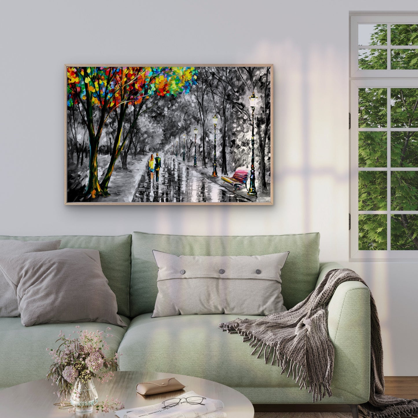 Black And White Couple Night Street Wall Art Decor 100% Australian Made