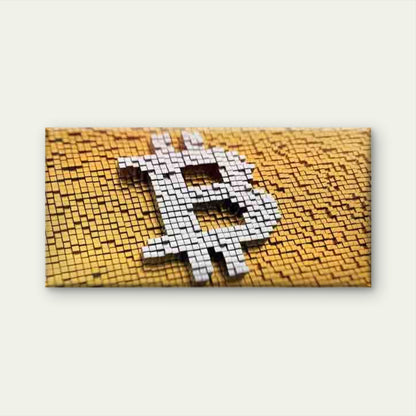 Minimalist ₿ Symbol Painting Wall Art Canvas Office Home Room Framed 120x60cm - Bella Home Decor