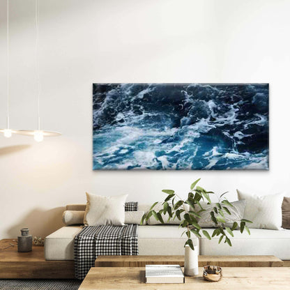Wave And Sea Foam Pattern Wall Art Canvas Office Home Room Framed 120x60cm