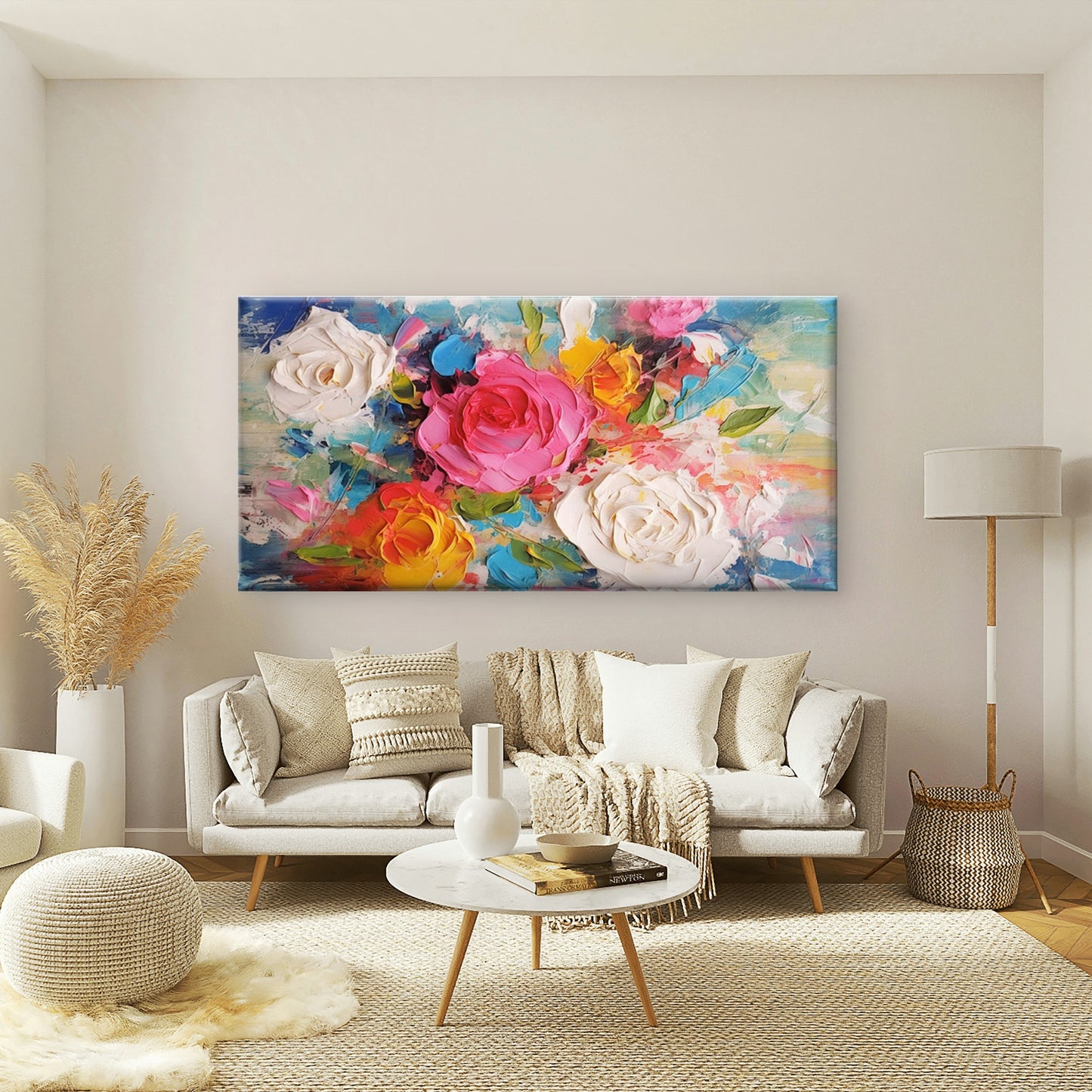 Colorful Rose Flower Wall Art Canvas Office Home Room Framed 120x60cm