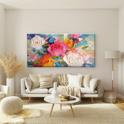 Colorful Rose Flower Wall Art Canvas Office Home Room Framed 120x60cm