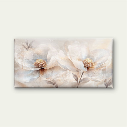 Abstract Cream Beige Blossom Flora Wall Art Canvas Office Home Framed 120x60cm