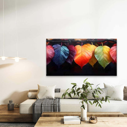 Colorful Gradient Leaves Wall Art Canvas Office Home Room Framed 120x60cm