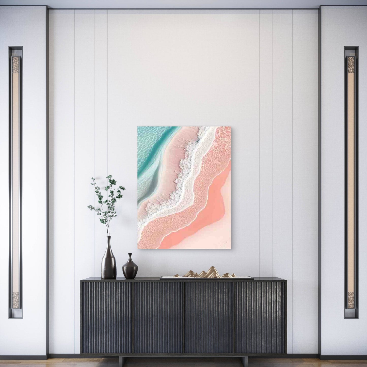 Pink Beach 60x90cm Metal Print Ready to Hang - Bella Home Decor