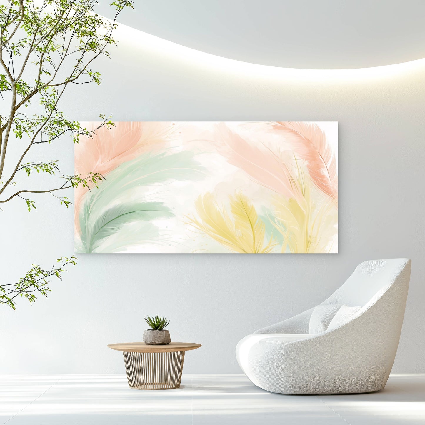 Pastel Soft Feather Art Wall Art Canvas Office Home Room Framed 120x60cm - Bella Home Decor