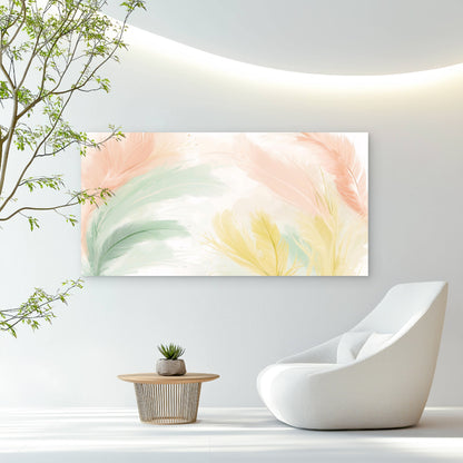 Pastel Soft Feather Art Wall Art Canvas Office Home Room Framed 120x60cm - Bella Home Decor