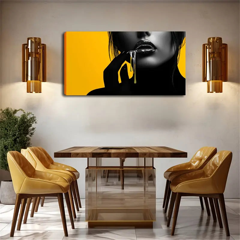 Yellow & Black Abstract Design Wall Art Canvas Office Home Room Framed 120x60cm - Bella Home Decor
