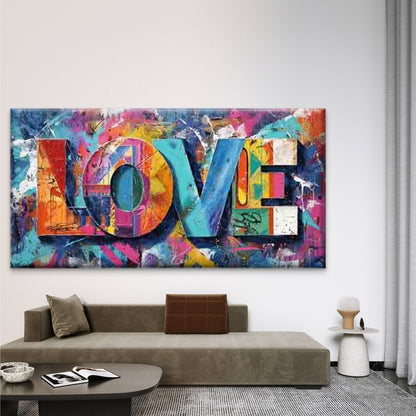 Touch of Love in Vibrant Colors Wall Art Canvas Office Home Room Framed 120x60cm