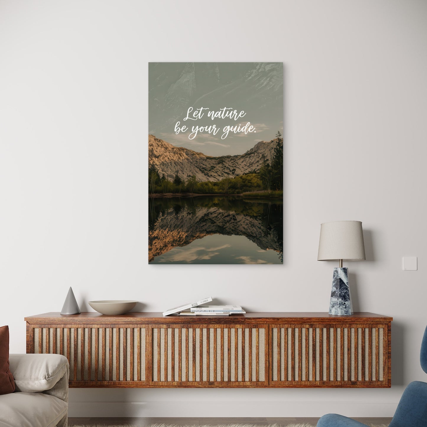 Let Nature Be Your Guide Lake Reflection 40x60cm Metal Print Ready to Hang
