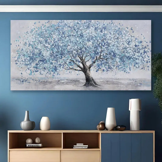 Blue Tree wall canvas office home room framed 120x60cm - Bella Home Decor