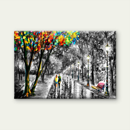 Black And White Couple Night Street Wall Art Decor 100% Australian Made