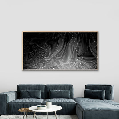 Black White Liquid Marble Wall Art Canvas Office Home Room Framed 120x60cm