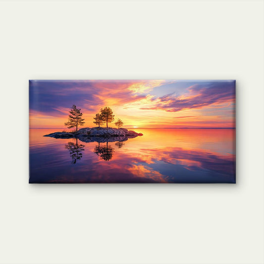 Island In Painted Skies Wall Art Canvas Office Home Room Framed 120x60cm