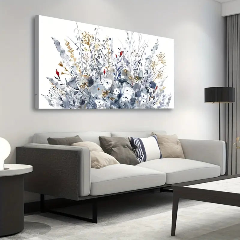 Flowers Vintage Botanical Flower Wall Art canvas office home room framed 120x60cm - Bella Home Decor