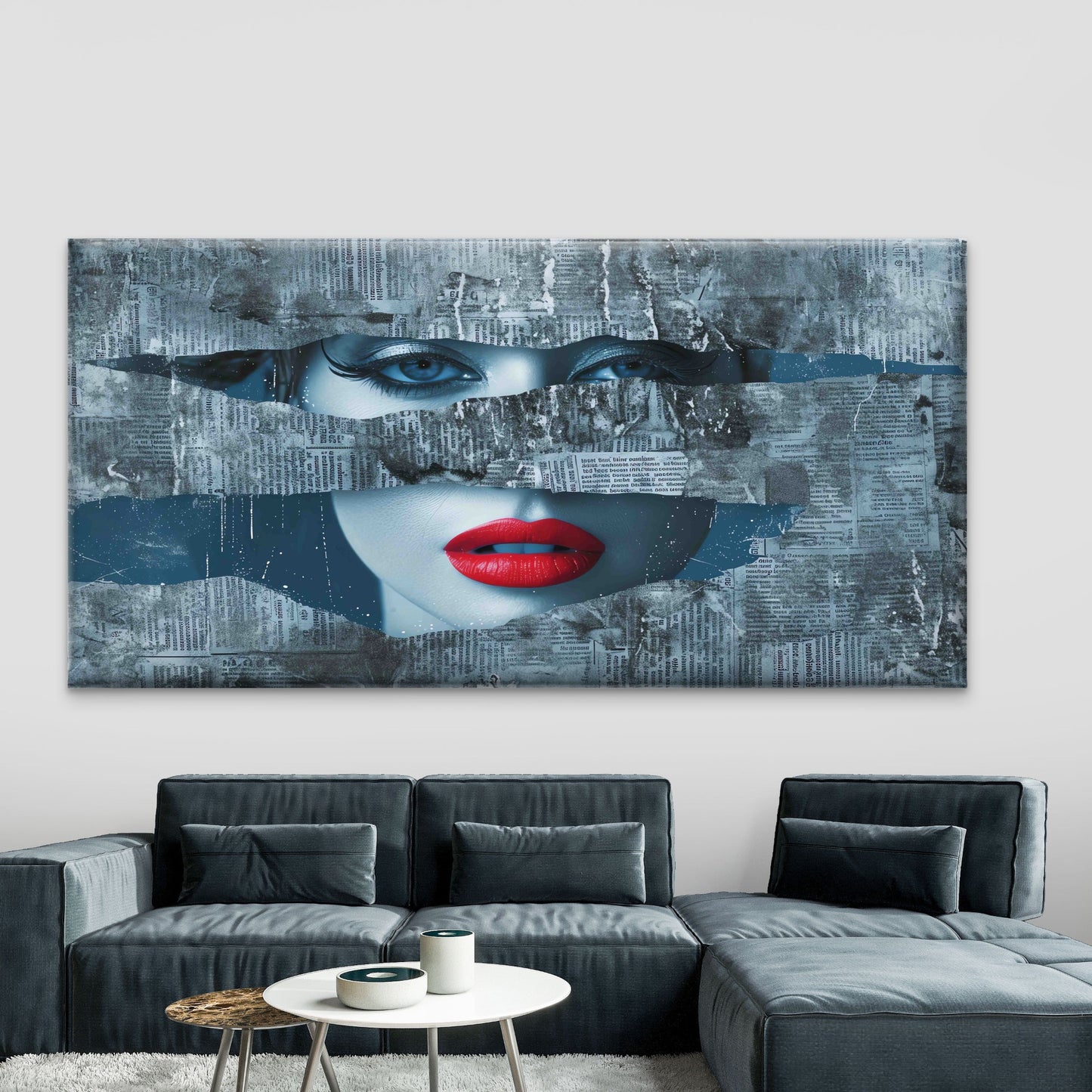 Abstract Woman Face Wall Art Canvas Office Home Room Framed 120x60cm