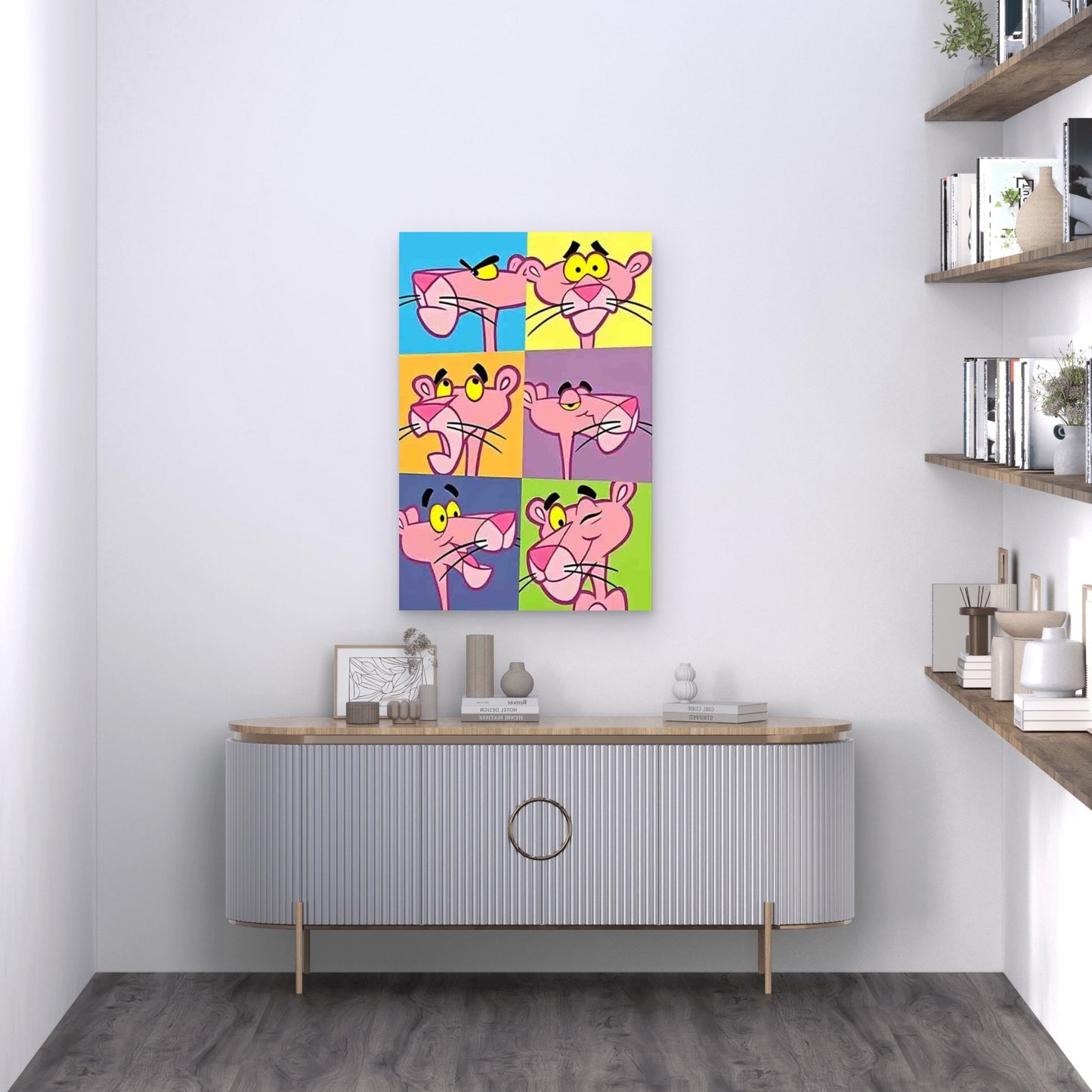 Cartoon Style Collage 60x90cm Metal Print Ready to Hang