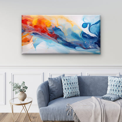 Vibrant Ebb And Flow Waves Wall Art Canvas Office Home Room Framed 120x60cm