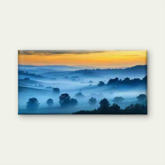 Vintage Landscape with Mist Wall Art Canvas Office Home Room Framed 120x60cm