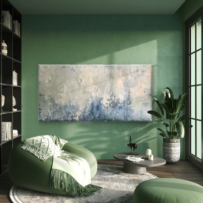 Abstract Blue & Beige Textured Wall Art Canvas Office Home Room Framed 120x60cm - Bella Home Decor