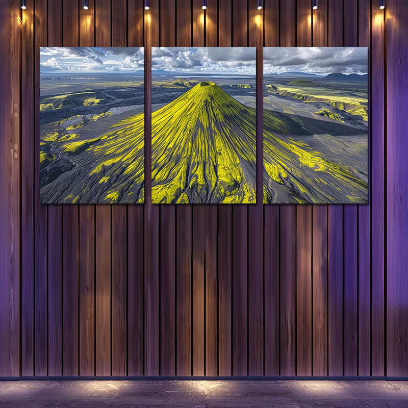 3pcs Majestic Mountain Landscape with Flames Wall Art Set Canvas Framed 50x70cm - High Quality Print 100% Australian Made Wall Canvas Ready to Hang