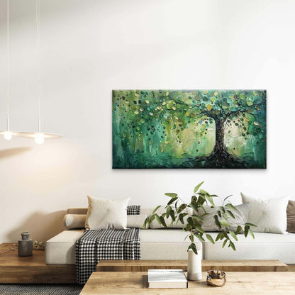 Abstract Tree with Green Leaves Wall Art Canvas Office Home Room Framed 120x60cm - Bella Home Decor