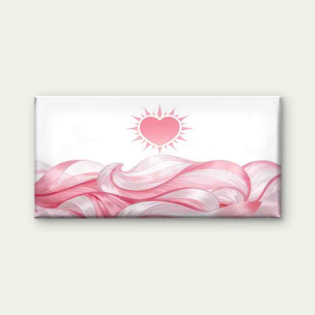Pink Heart And Ribbon Waves Wall Art Canvas Office Home Room Framed 120x60cm