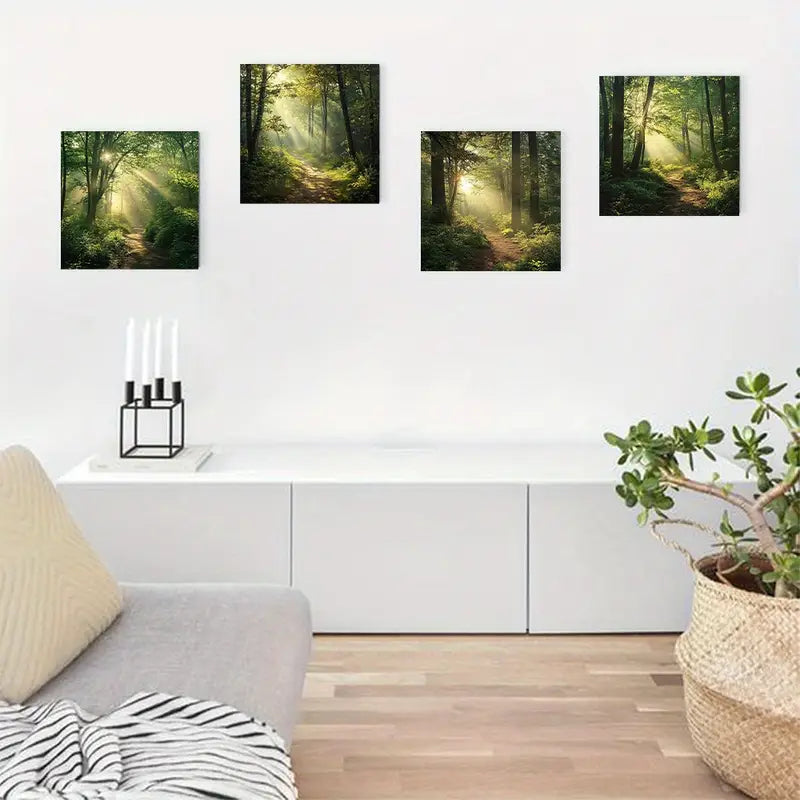 4pcs Forest Art Natur Suitable Wall Art Canvas Framed