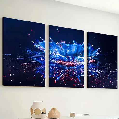 3pcs Modern Style Fashion Fantasy Abstract Water Art Splash Wall Art Set Canvas Unframed - High Quality Print 100% Australian Made Wall Canvas