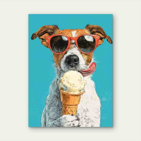 Jack Russell Terrier Dog Eating Ice Cream Metal Print Ready to Hang