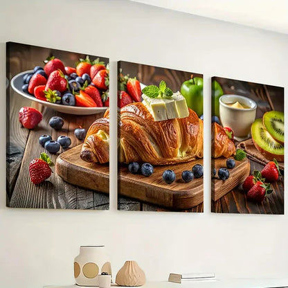 3pcs Modern Style Kitchen Bread Food Gastronomic Art Wall Art Canvas Unframed - High Quality Print 100% Australian Made Wall Canvas