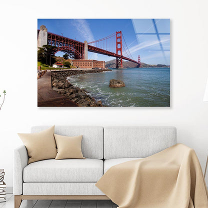 Golden Gate Bridge in The Bright Summer Light Acrylic Glass Print Tempered Glass Wall Art 100% Made in Australia Ready to Hang - Bella Home Decor