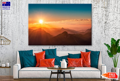 Colorful Sunset on Top of Austrian Mountain Alps  Wall Art Decor 100% Australian Made - Bella Home Decor