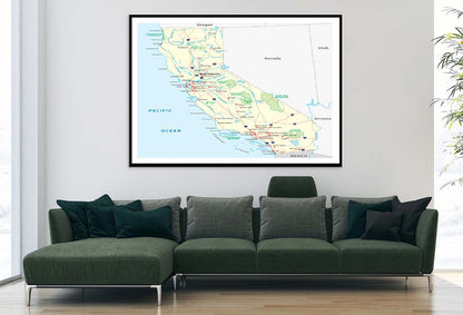 California Map Home Decor Premium Quality Poster Print Choose Your Sizes