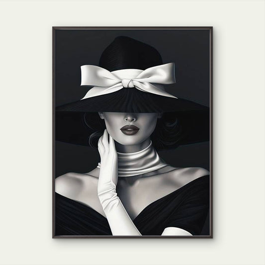 Woman in Black And White Adorned with Top Hat Fashion Home Decor Premium Quality Poster Print Choose Your Sizes - Bella Home Decor