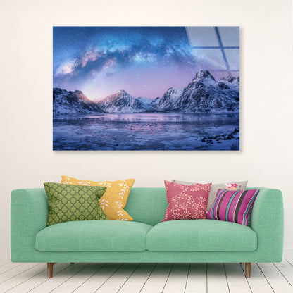 A Body of Water in the Foreground and Mountains Acrylic Glass Print Tempered Glass Wall Art 100% Made in Australia Ready to Hang