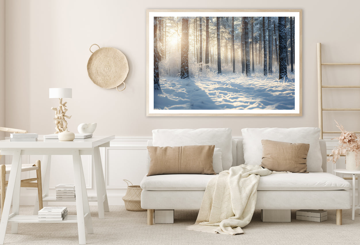 Snowy Forest with Trees Home Decor Premium Quality Poster Print Choose Your Sizes - Bella Home Decor