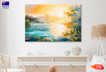 Sunset On The Lake Painting Limited Edition High Quality Print