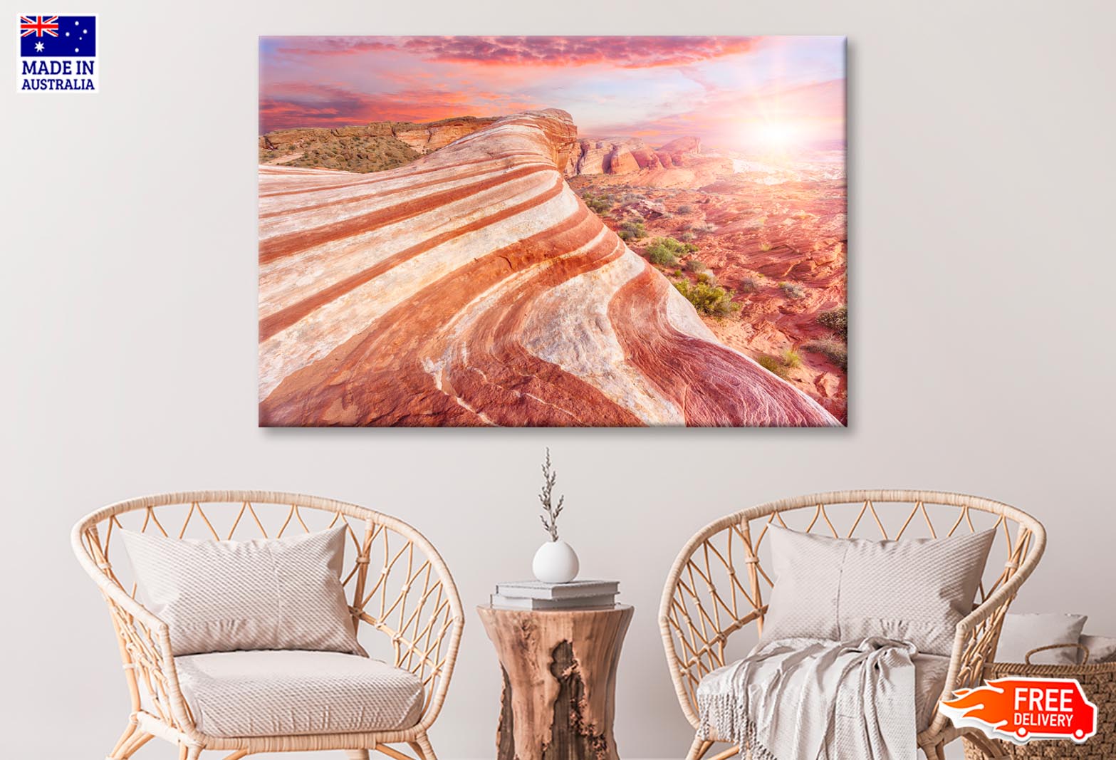 Amazing Colors and Shape of The Fire Wave Rock in Valley Of Fire State Park, Nevada, USA Wall Art Decor 100% Australian Made - Bella Home Decor