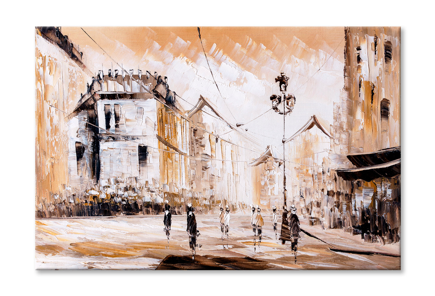 Street View Of Paris Oil Painting Limited Edition High Quality Print Stretched Canvas None