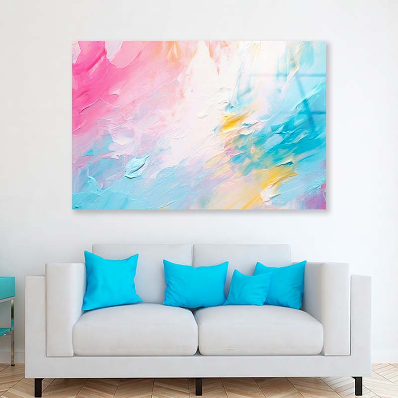 Multicolor Pastel Abstract Acrylic Glass Print Tempered Glass Wall Art 100% Made in Australia Ready to Hang