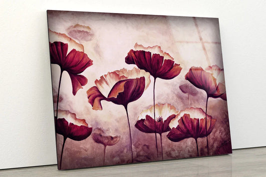 Red Flowers Watercolor UV Direct Aluminum Print Australian Made Quality