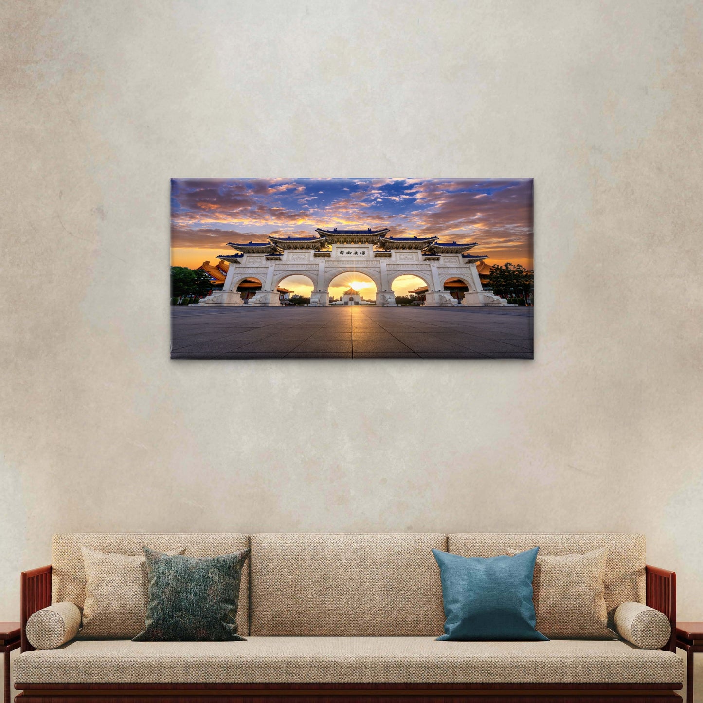 Chiang Kai Shek Memorial Hall Taipei Taiwan Wall Art Canvas Office Home Room Framed 120x60cm