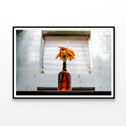 Gerbera Flower Blooming In Vase Bottle Home Decor Premium Quality Poster Print Choose Your Sizes